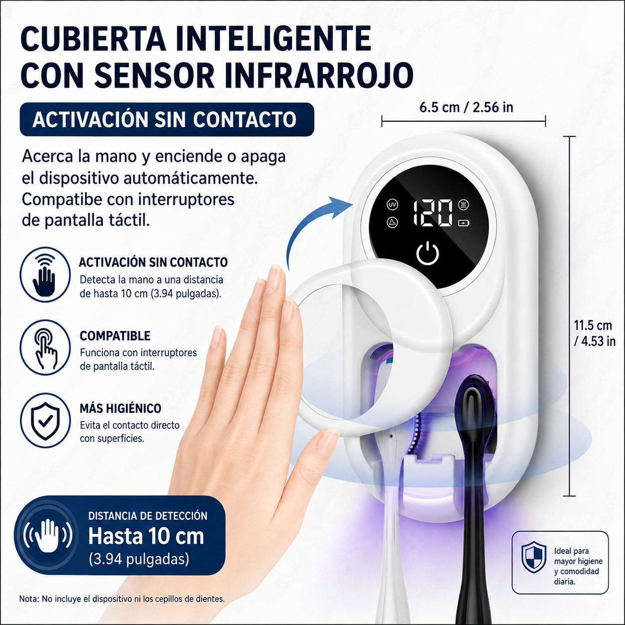 Esterilizador y Desinfectante UV-C para Cepillos de Dientes